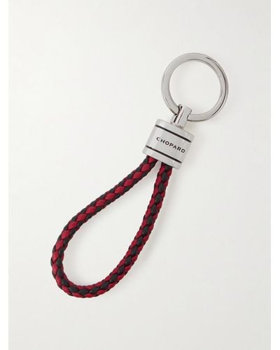 Chopard Braided Leather And Silver-tone Keyring - Natural