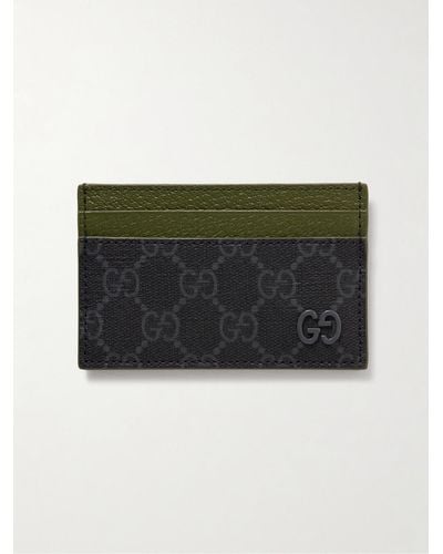 Gucci GG Supreme Monogrammed Coated-canvas And Pebble-grain Leather Cardholder - Green