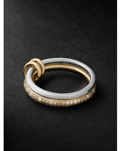 Spinelli Kilcollin Virgo Petite Gold And Silver Diamond Ring - Black