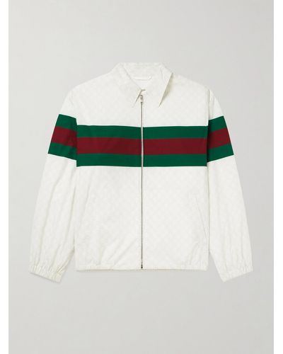 Gucci Blouson aus Baumwollpopeline mit Shell-Besatz und Logoprint - Weiß