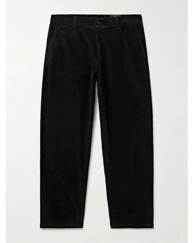 Portuguese Flannel Straight-leg Cotton-corduroy Trousers - Black