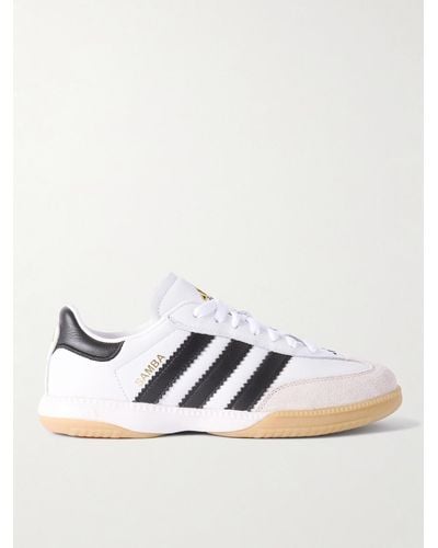 adidas Originals Samba Mn Suede-trimmed Leather Trainers - White