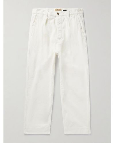 Federico Curradi Wide-leg Pleated Cotton-blend Corduroy Trousers - White