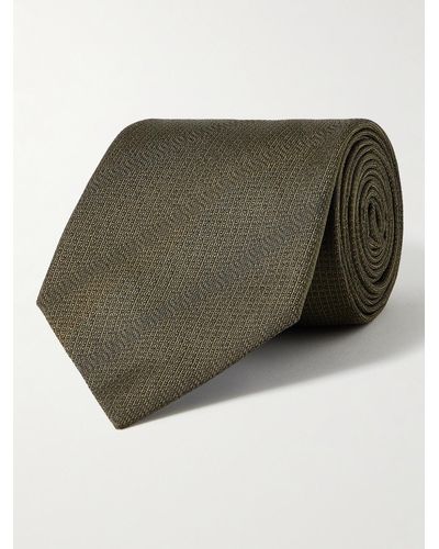 MR P. Gestreifte Krawatte aus Seiden-Jacquard - Grün