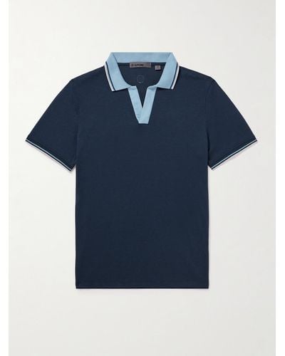 MR P. G/fore Golf Striped Logo-appliquéd Piqué Polo Shirt - Blue