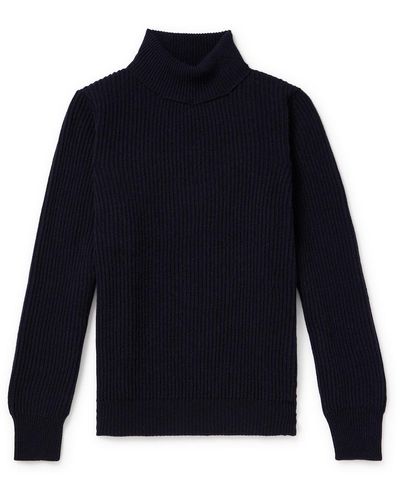 De Petrillo Ribbed Wool And Cashmere-blend Sweater - Blue