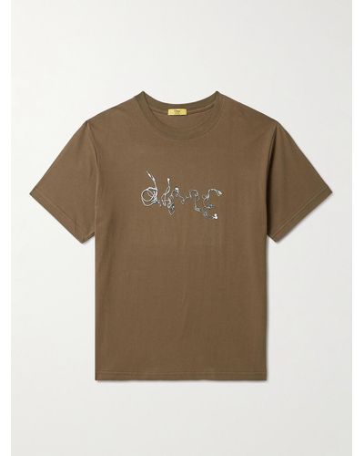 Dime Tangle Logo-print Cotton-jersey T-shirt - Brown