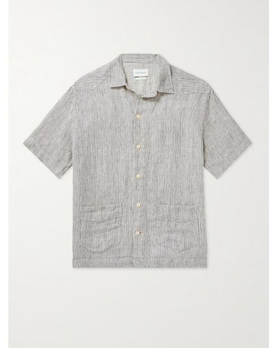 Oliver Spencer Cuban Striped Linen-twill Shirt - Grey