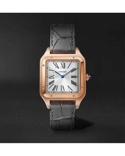 Cartier Santos-dumont 31.4mm 18-karat Rose Gold And Alligator Watch - Black