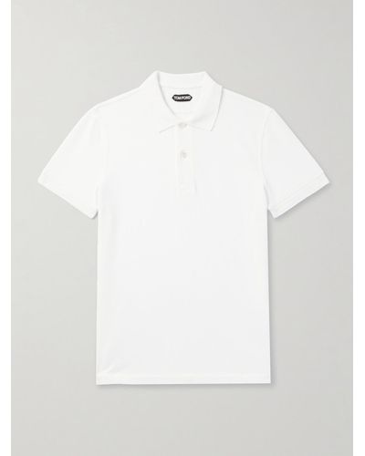 Tom Ford Slim-fit Garment-dyed Cotton-piqué Polo Shirt - White