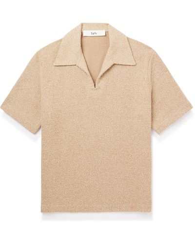 Séfr Mate Cotton-blend Bouclé Polo Shirt - Natural