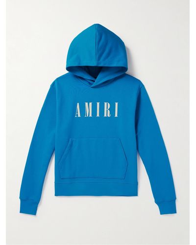 Amiri Logo-print Cotton-jersey Hoodie - Blue
