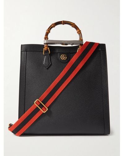 Gucci Diana Large Bamboo-trimmed Full-grain Leather Tote Bag - Black