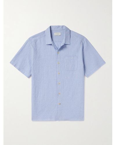 Oliver Spencer Riviera Hemd aus Seersucker aus einer Baumwollmischung - Blau