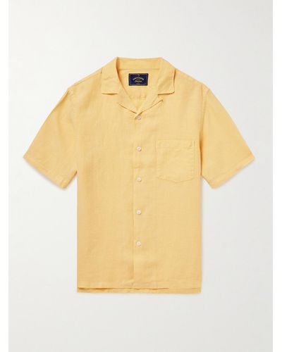 Portuguese Flannel Camp-collar Linen Shirt - Yellow