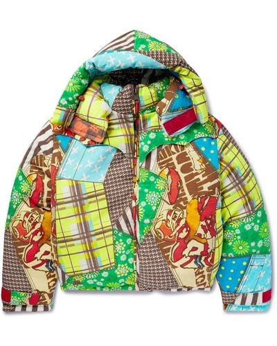 ERL Printed Cotton And Tm Lyocell-blend Hooded Down Jacket - Green