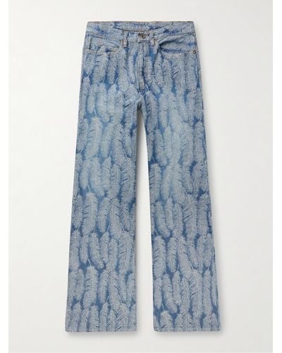 Kapital Magpie schmal geschnittene ausgestellte Jeans mit Jacquard-Muster - Blau