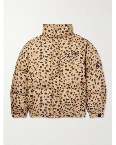 Wacko Maria Nanga Logo-embroidered Leopard-print Quilted Shell Down Jacket - Natural