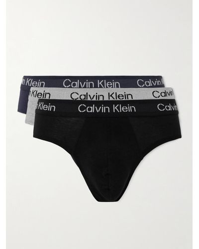 Calvin Klein Confezione da tre slip in cotone stretch - Nero