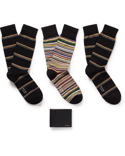 Paul Smith Leather Billfold Wallet And Three-pack Cotton-blend Socks Gift Set - Black