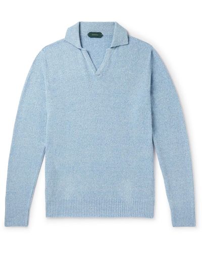 Incotex Cotton-blend Bouclé Sweatshirt - Blue