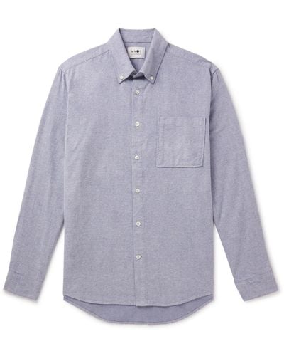NN07 Arne Button-down Collar Cotton-poplin Shirt - Purple