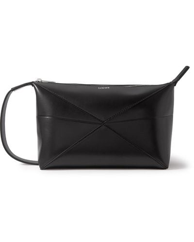 Loewe Puzzle Fold Leather Wash Bag - Black
