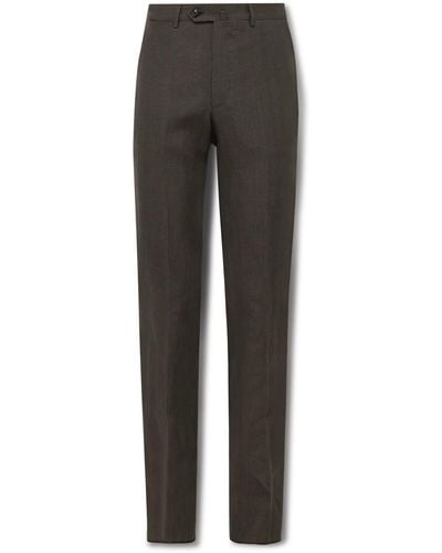 De Petrillo Slim-fit Linen Suit Pants - Gray