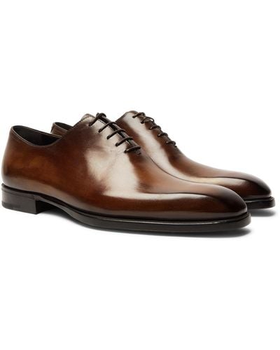 Berluti Alessandro Capri Leather Whole-cut Oxford Shoes - Brown
