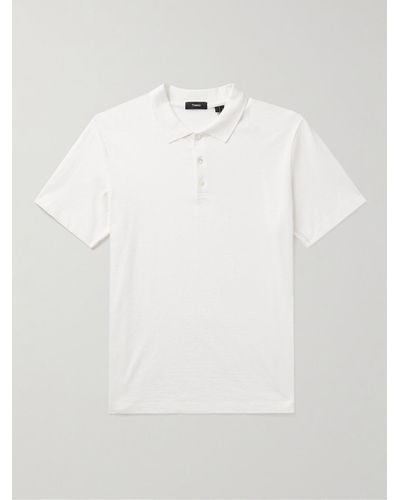 Theory Bron Slub Cotton-jersey Polo Shirt - White