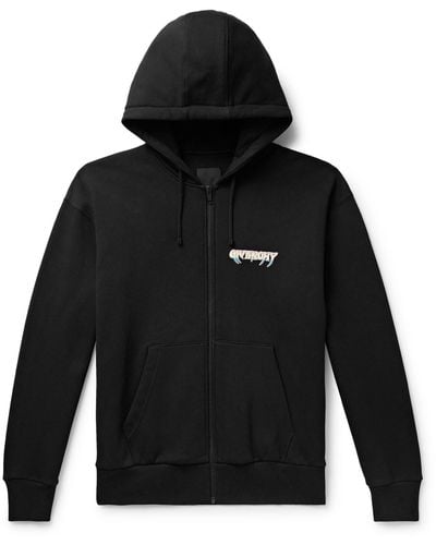 Givenchy World Tour Logo-print Cotton-jersey Zip-up Hoodie - Black