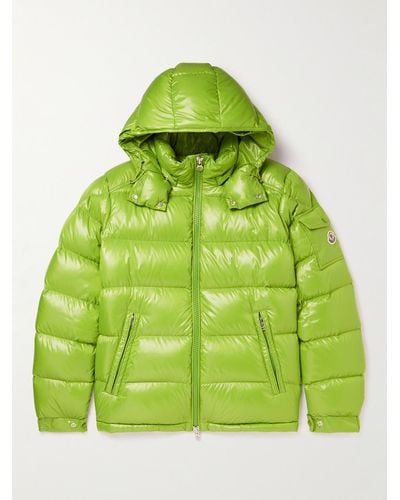Moncler Maya Logo-appliquéd Quilted Glossed-shell Hooded Down Jacket - Green