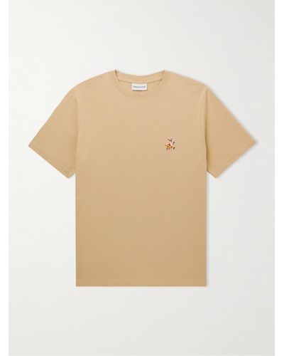 Maison Kitsuné T-shirt in jersey di cotone con logo applicato - Neutro