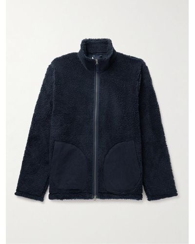 Hartford Dorian Cotton Twill-trimmed Fleece Jacket - Blue