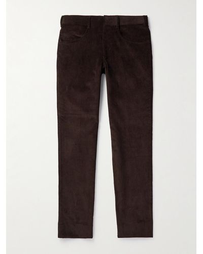 Anderson & Sheppard Slim-fit Cotton-corduroy Pants - Black