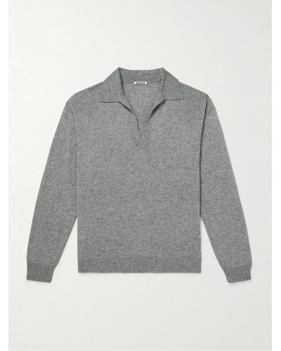 AURALEE Cashmere And Silk-blend Polo Shirt - Grey