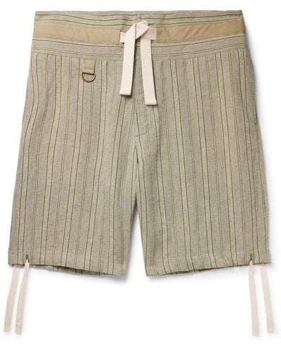 Nicholas Daley Wide-leg Striped Waxed-linen Drawstring Shorts - Green