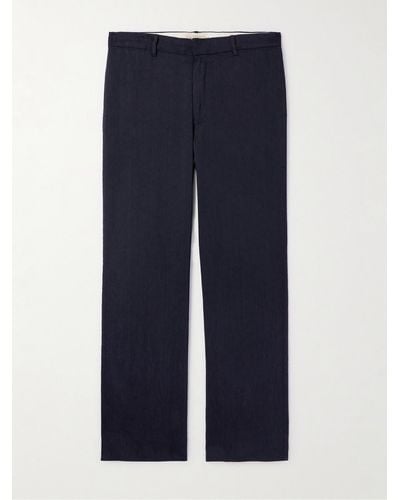 Barena Delfo Wide-leg Linen-blend Suit Trousers - Blue