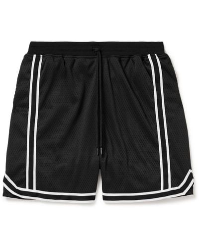 John Elliott Straight-leg Striped Mesh Drawstring Shorts - Black