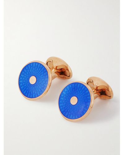 Kingsman Deakin & Francis Rose Gold-plated Enamel Cufflinks - Blue