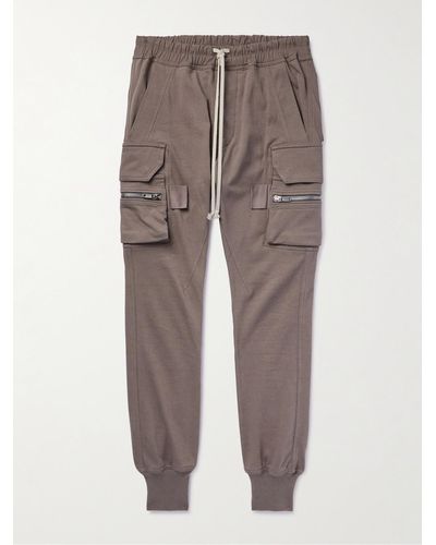 Rick Owens Mastodon Skinny-fit Stretch-cotton Jersey Drawstring Cargo Trousers - Brown