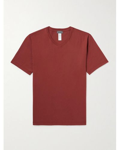 Hanro T-shirt in jersey di cotone Living - Rosso