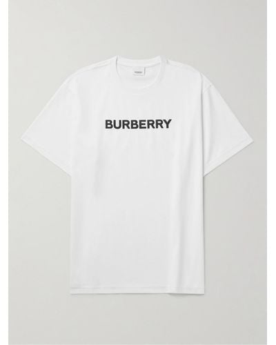 Burberry T-shirt in jersey di cotone con logo - Bianco