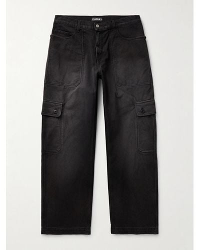 CHERRY LA Straight-leg Denim Cargo Trousers - Black
