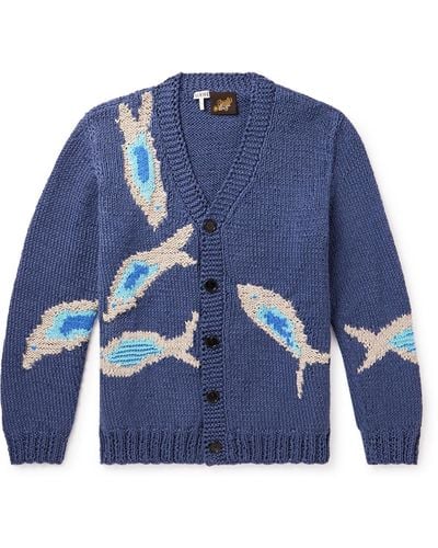 Loewe Paula's Ibiza Intarsia-knit Linen - Blue