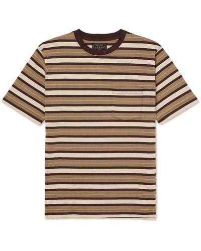 Beams Plus Striped Cotton-jersey T-shirt - Brown
