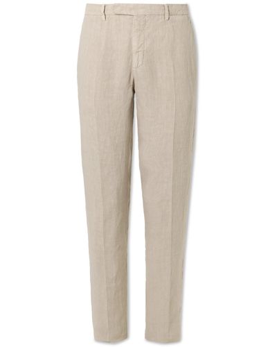 Boglioli Slim-fit Straight-leg Garment-dyed Linen Suit Pants - Natural