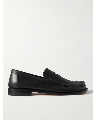 Loewe Campo Leather Penny Loafers - Black