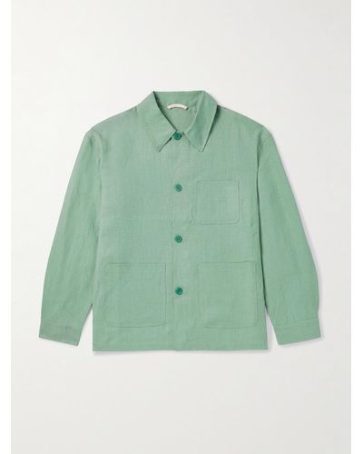 De Bonne Facture Linen Overshirt - Green