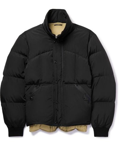 Tom Ford Leather And Webbing-trimmed Quilted Shell Down Jacket - Black